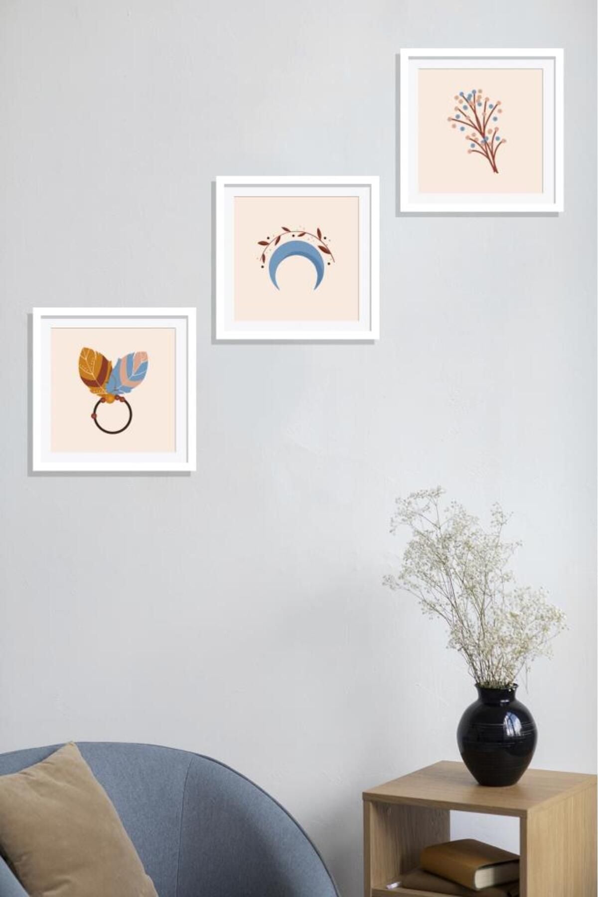 Yapışkanlı Sök-tak Klasik Beyaz Kare Çerçeveler - 3'lü Paket 21x21cm