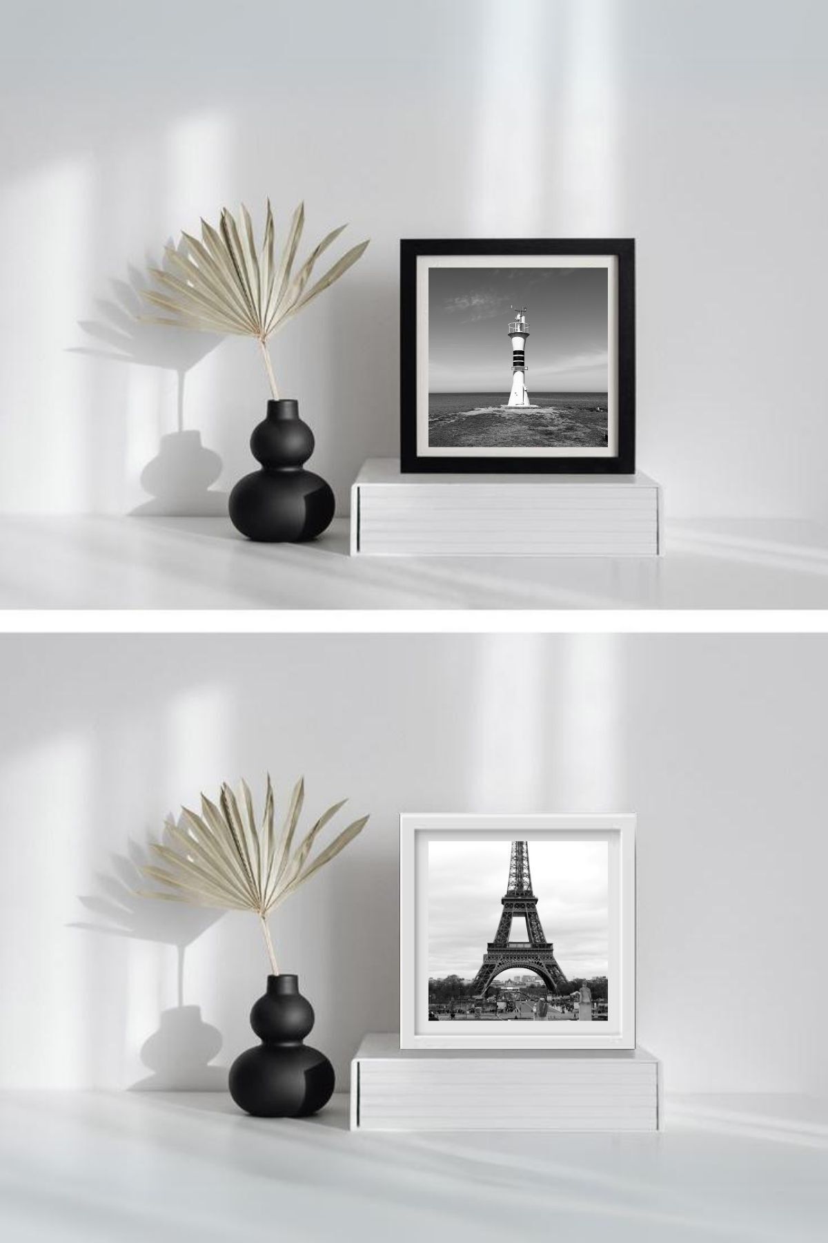 Yapışkanlı Sök-Tak Beyaz Pola Çerçeveler - 5'li Paket 14x14cm Masaüstü ve Duvar Çerçevesi