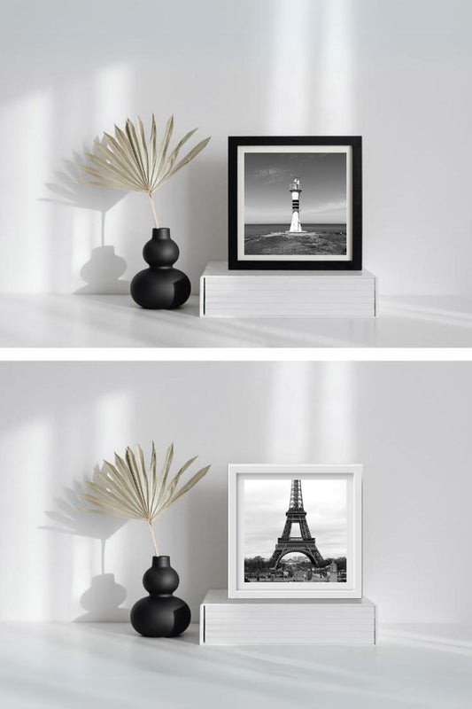 Yapışkanlı Sök-Tak Beyaz Pola Çerçeveler - 5'li Paket 14x14cm Masaüstü ve Duvar Çerçevesi