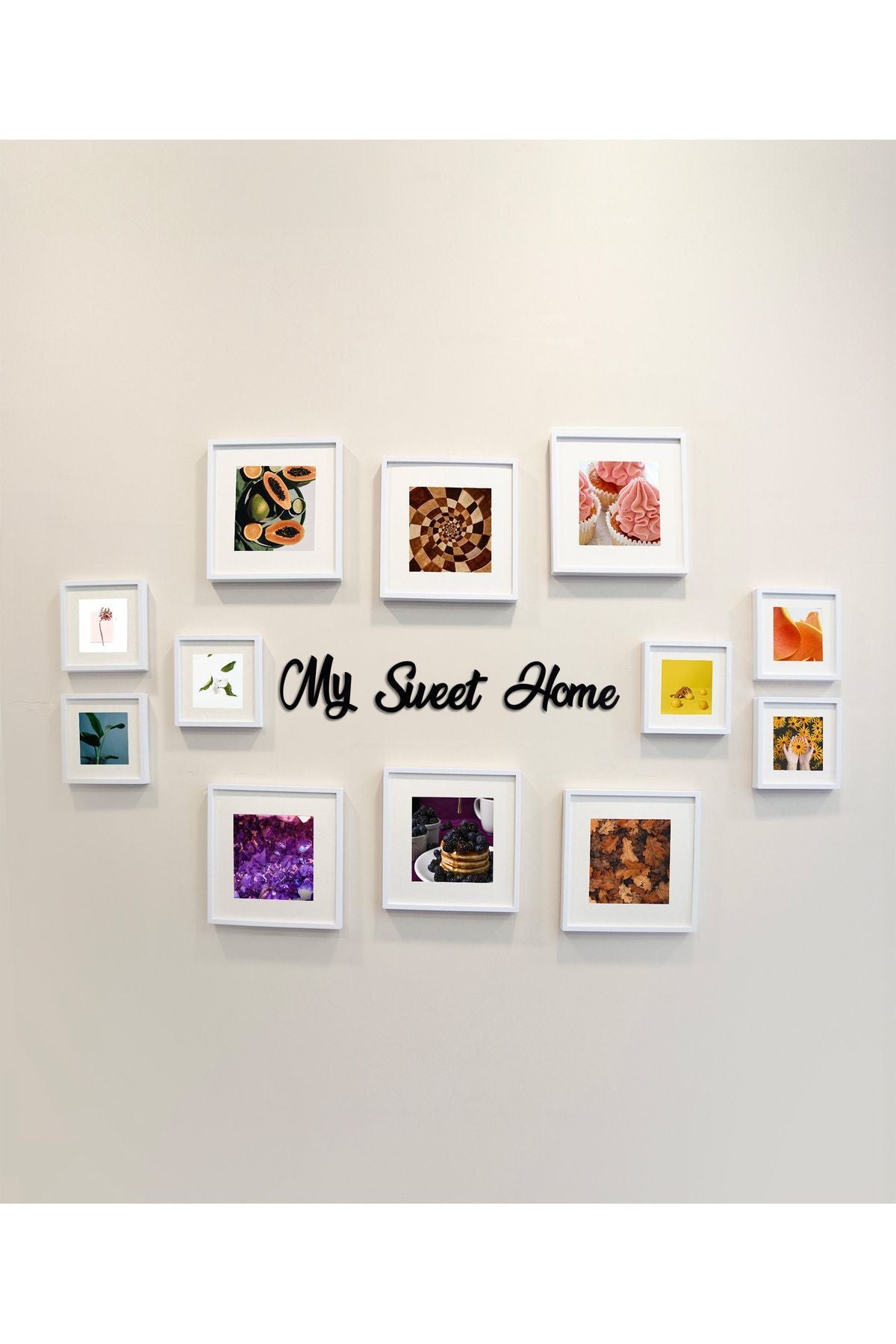 Yazılı Yapışkanlı Sök-tak Paspartulu Beyaz Kare Fotoğraf Çerçevesi - 12'li Paket