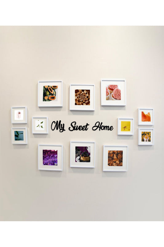 Yazılı Yapışkanlı Sök-tak Paspartulu Beyaz Kare Fotoğraf Çerçevesi - 12'li Paket