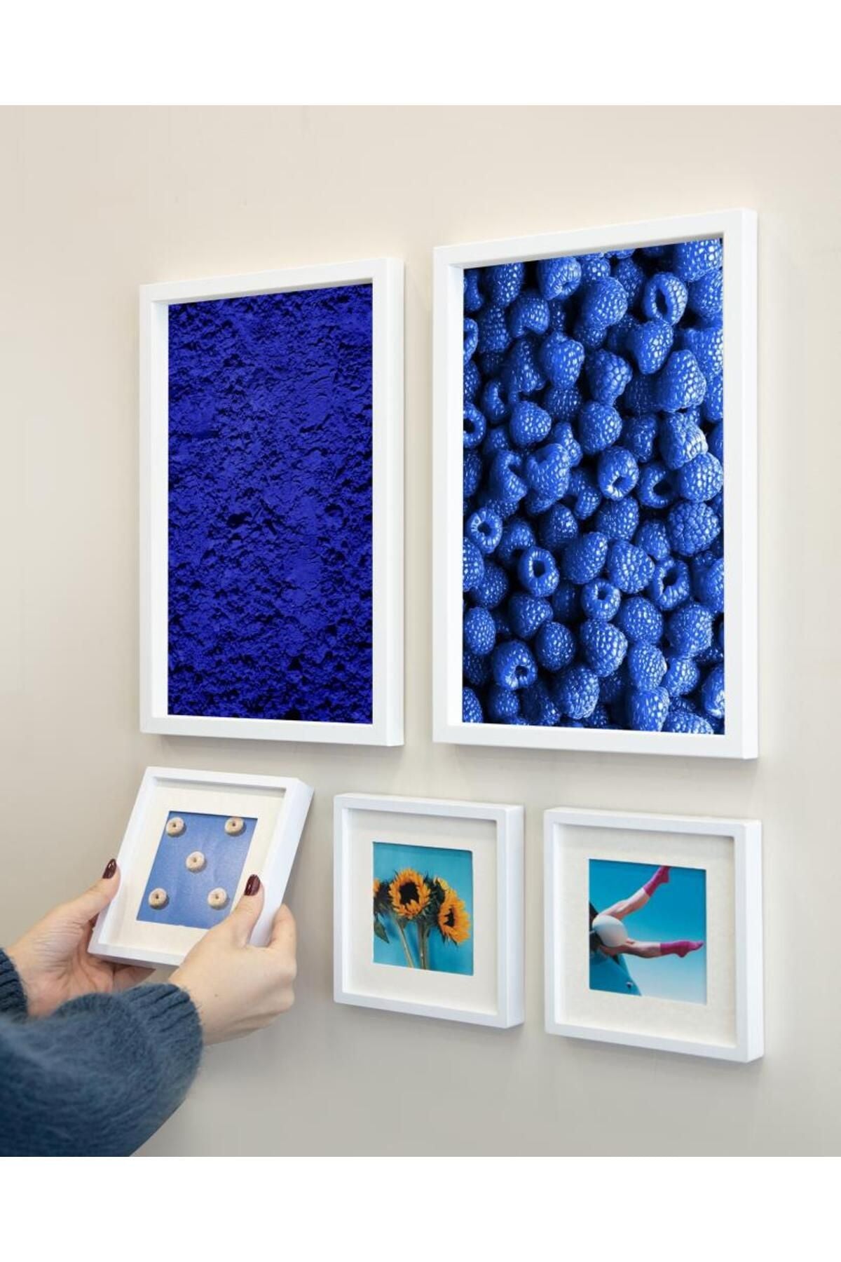 Yapışkanlı Sök-Tak Paspartulu Beyaz 5'li Çerçeve Seti - Fotoğraf Çerçevesi