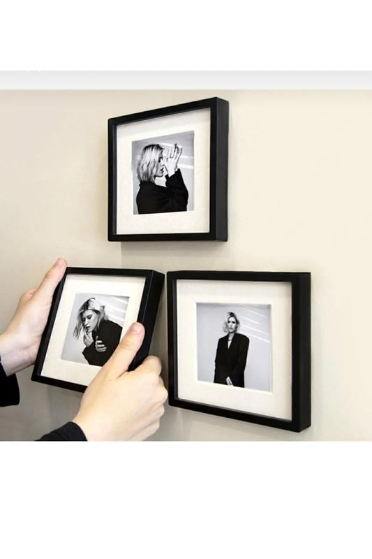 Yapiskanli Sök-tak Paspartulu Siyah 14x14cm Pola Kare Fotograf Çerçevesi - 3'lü paket